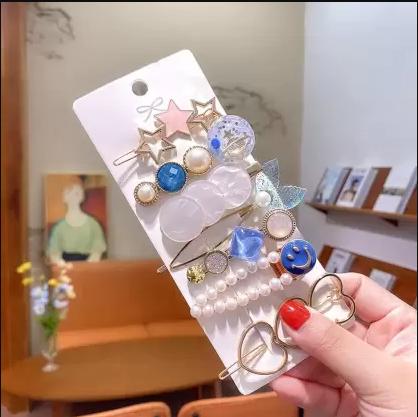 Gracious Pearl Gold Plated Hairclip Jewellery for Women Hair Pin (Blue)