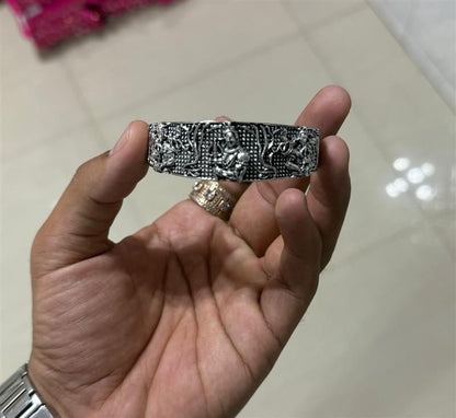 Men's Oxidised Silver Mahakal Bracelet