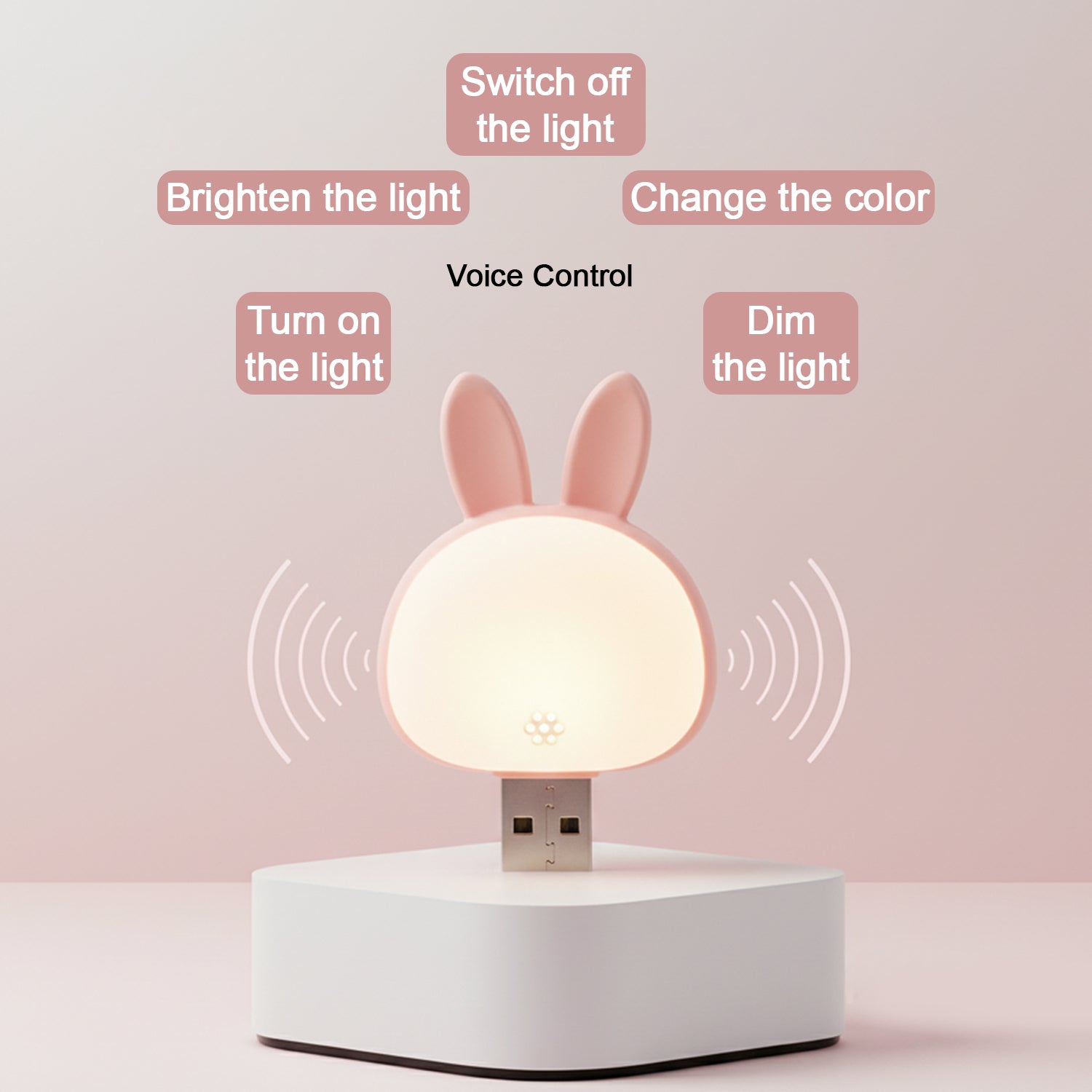 Cute Usb Rabbit Night Light With Sound  Voice Activation